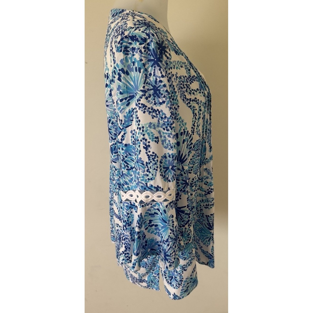 Lilly Pulitzer Hollie Tunic Blouse Womens Medium Blue - Picture 5 of 11
